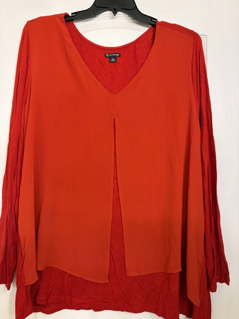 New directions Orange-rust Layered V-Neck Tunic